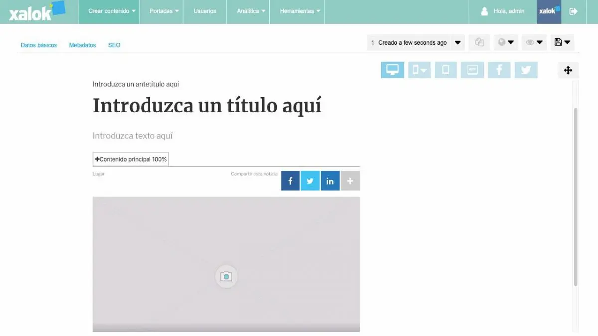 Pantallazo del CMS Xalok de Hiberus