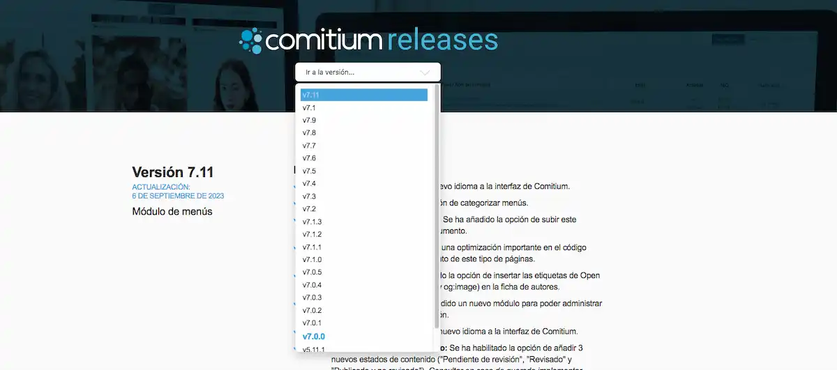 Detalles de la actualización 7.11 de Comitium CMS de BAB