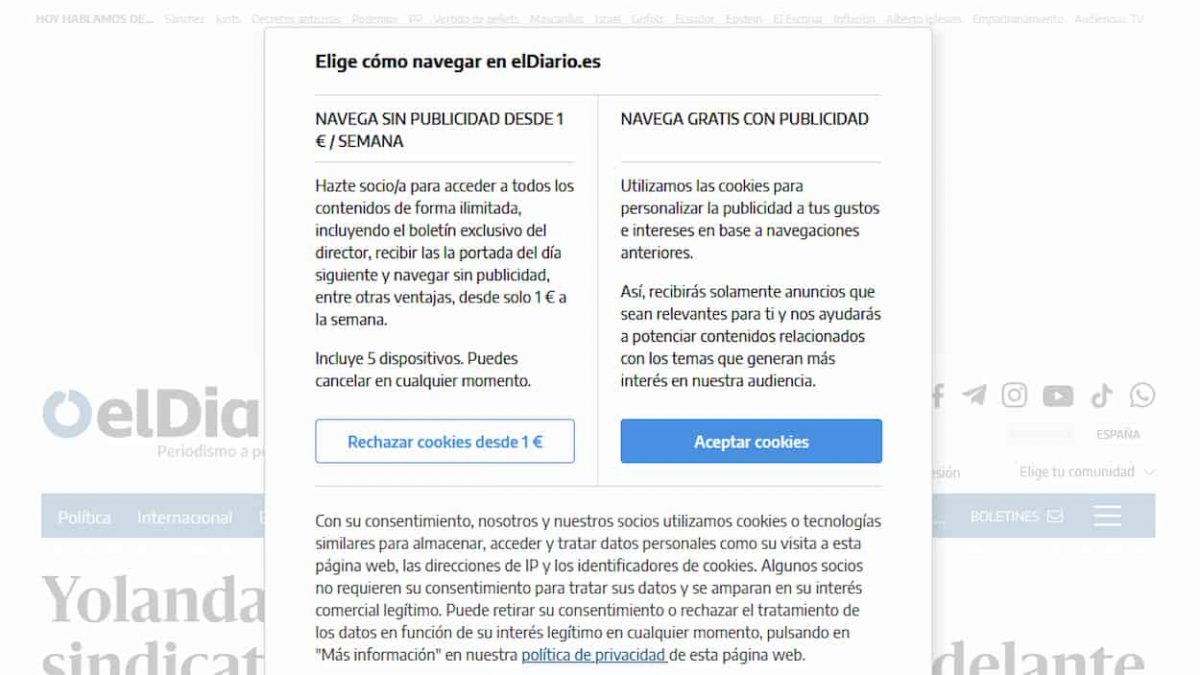 Los periódicos digitales comienzan a cobrar por no aceptar las third party cookies