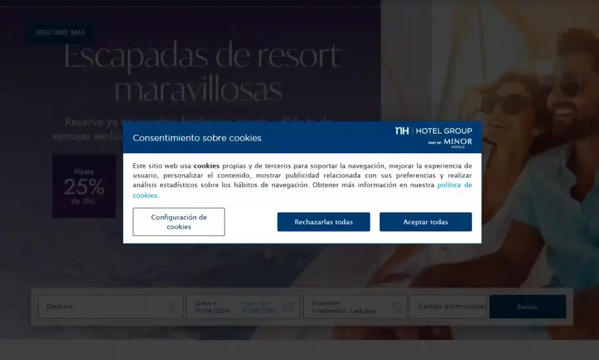 NH Hotel Group, multado con 10.000 euros por incumplimientos en las cookies