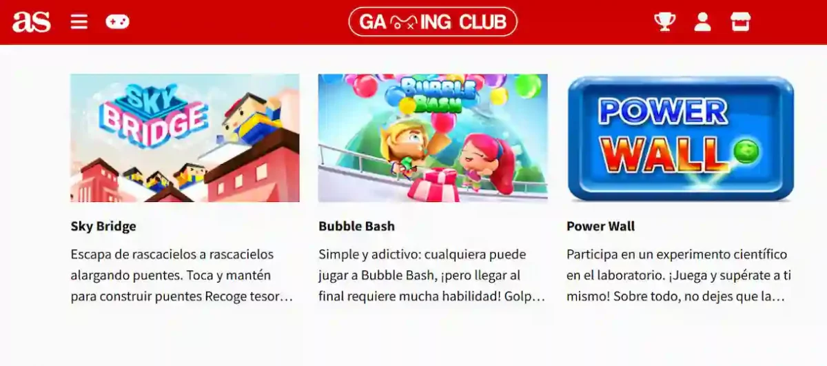 Sección de juegos del Diario AS