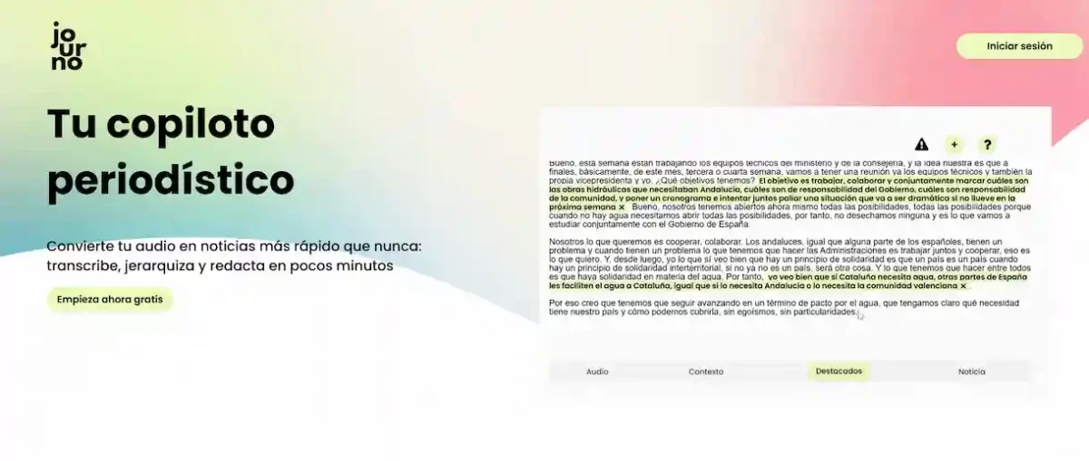 Journo, la IA al servicio del periodista para la transcripción de audio