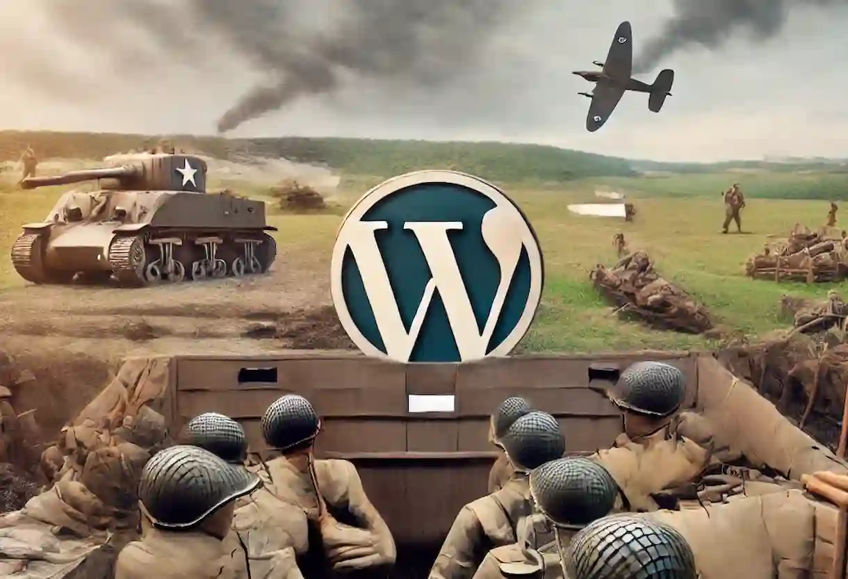 WordPress en guerra (Generado por IA)