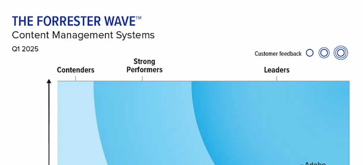 Los líderes en CMS según el Forrester Wave 2025 son Optimizely y Adobe
