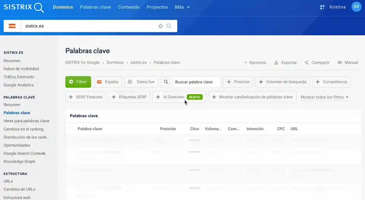 Cómo acceder a datos de Vistas con IA o AI Overviews