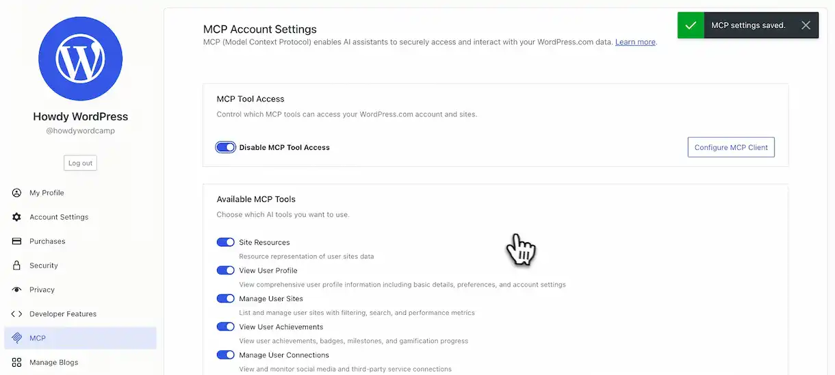 MCP para la IA, ya habilitado en WordPress