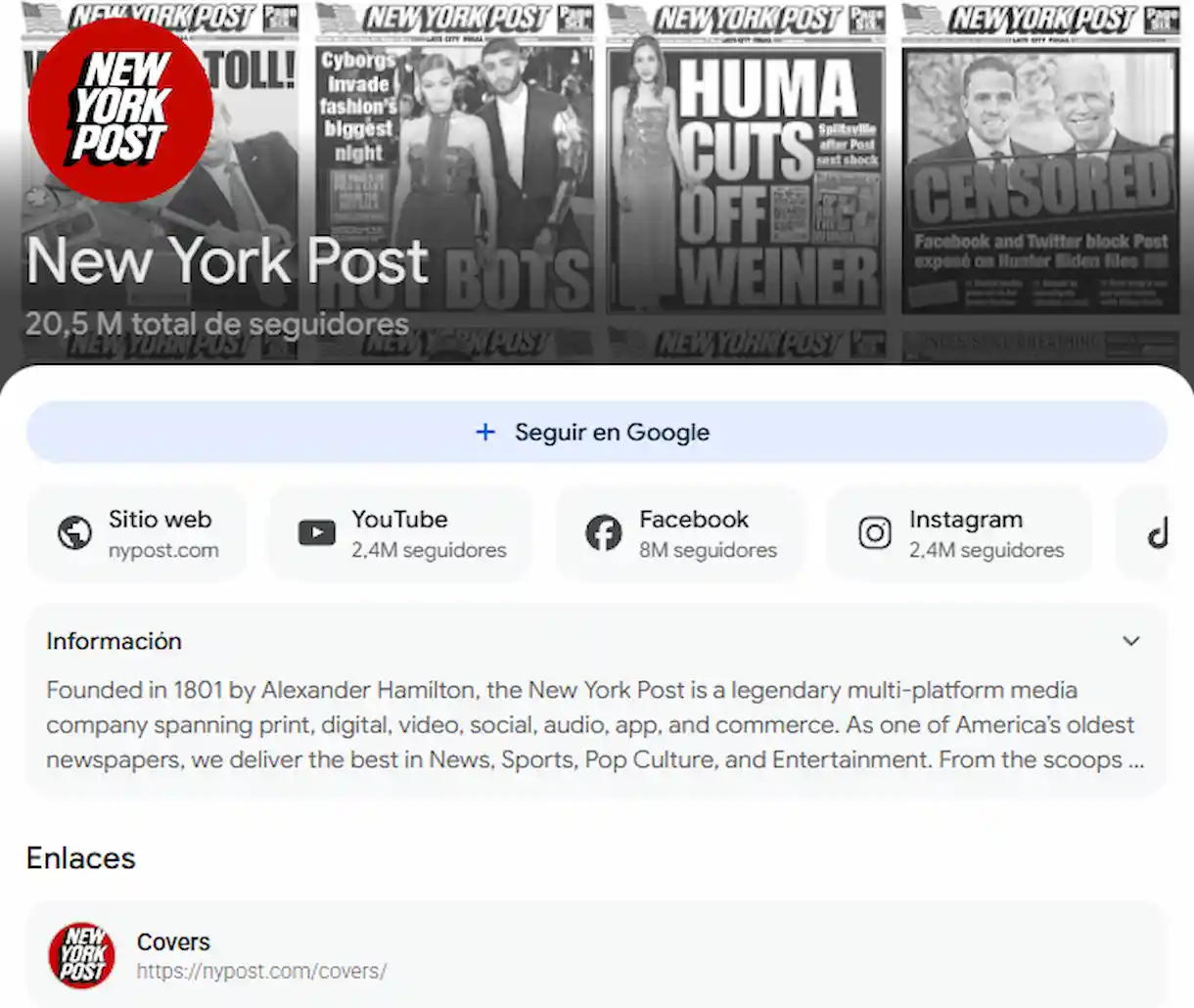 Algunos medios ya pueden personalizar su perfil de publisher en Discover
