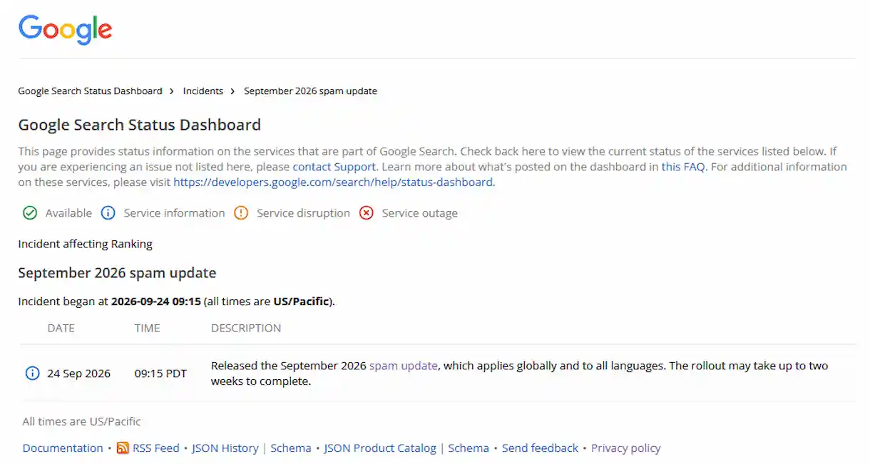 El spam update de Google de septiembre 2026, ya en marcha
