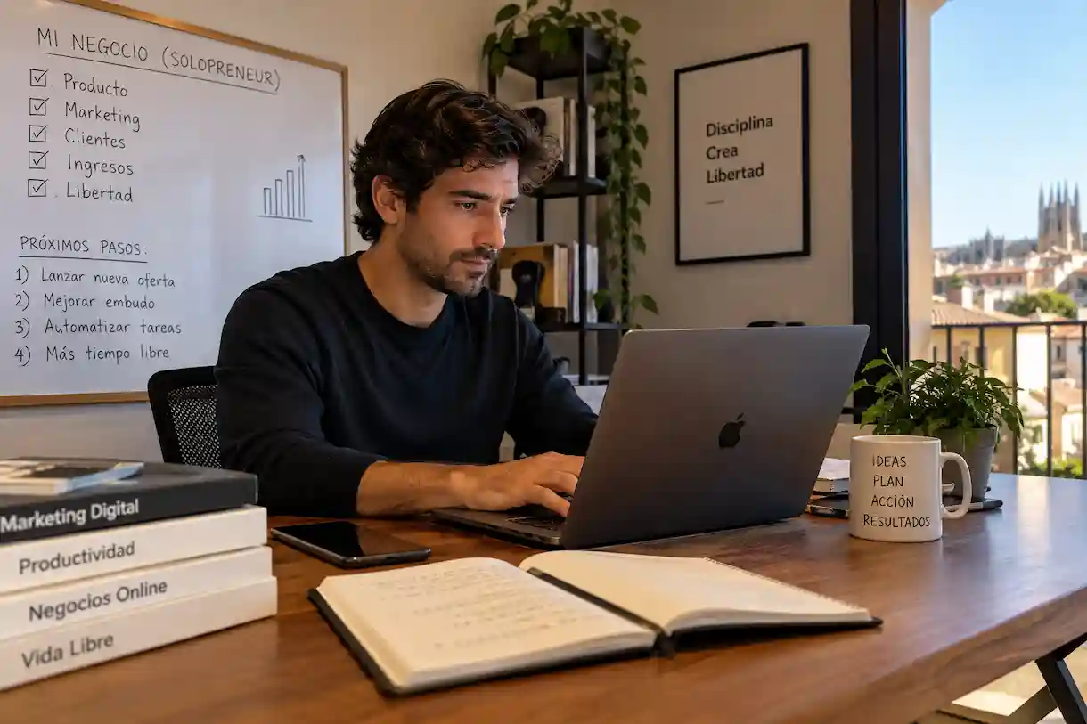 Un Solopreneur, según chatGPT (Imagen generada por IA)